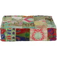 vidaXL Pouf carré en coton fait à la main 50 x 50 x 12 cm Vert