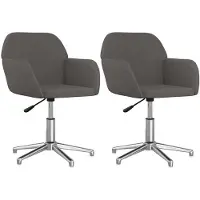 vidaXL Chaise de salle à manger 2 pcs. Pivotant Tissu gris foncé