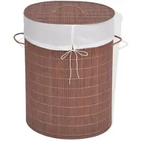 vidaXL Panier à linge ovale Bambou Marron