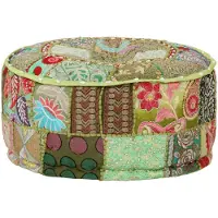 vidaXL Pouf rond en coton fait à la main 40 x 20 cm Vert