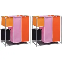 vidaXL Paniers à linge à 3 sections 2 pcs avec un bac de lavage