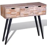 vidaXL Table console avec 3 tiroirs Bois de teck recyclé