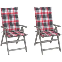 vidaXL Chaises de jardin réglables 2 pcs. avec coussins en bois massif d'acacia