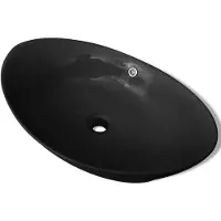 vidaXL Céramique luxueuse Lavabo Ovale Noir