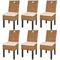 vidaXL Chaises de salle à manger 6 pcs. Rotin Kubu Bois de mangue