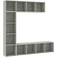 vidaXL 3-tlg. Bücher-/TV-Schrank Set Betongrau 180x30x180 cm