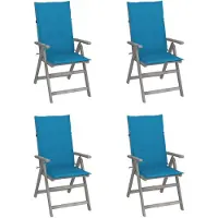 vidaXL Chaise à haut dossier Réglable 4 pièces avec coussins Bois massif Acacia