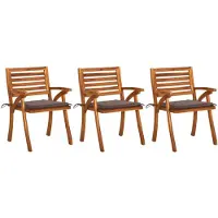 vidaXL Chaises de jardin avec coussins 3 pcs. Bois massif acacia