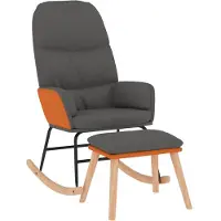vidaXL Chaise à bascule avec repose-pied Gris foncé Tissu