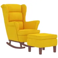 vidaXL Fauteuil à bascule à oreilles en velours jaune bois massif