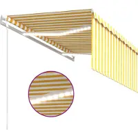vidaXL Marquise automatique Jalousie LED Capteur de vent 3x2,5m Jaune Blanc