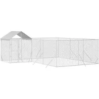 vidaXL Chenil d'extérieur avec toit argenté 6x6x2,5m Acier galvanisé