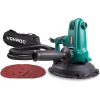 Vonroc Ponceuse murale 750W – 180mm |Sac d’aspiration et 33 feuilles abrasives incl.