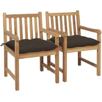 vidaXL Chaises de jardin 2 pcs. avec coussin taupe teck massif