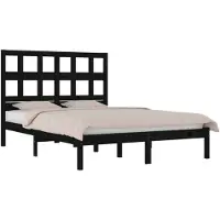 vidaXL Massivholzbett Schwarz Kiefer 140x190 cm
