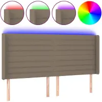 vidaXL Tête de lit LED Taupe 183x16x118/128 cm Tissu