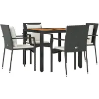 vidaXL Ensemble de jardin 5 pièces avec coussins Noir Poly Rattan