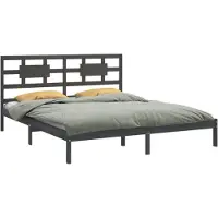vidaXL Lit en bois massif gris 200x200 cm