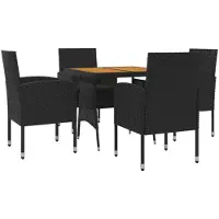 vidaXL Ensemble de jardin 5 pièces Poly rotin noir