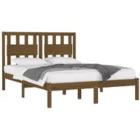 vidaXL Lit en bois massif pin brun miel 200x200 cm
