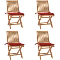 vidaXL Chaises de jardin pliantes avec coussins 4 pcs. Bois massif teck