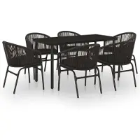 vidaXL Ensemble de jardin 7 pièces noir