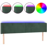 vidaXL Tête de lit LED vert foncé 203x16x78/88 cm velours