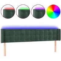 vidaXL Tête de lit LED vert foncé 183x16x78/88 cm velours