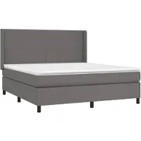 vidaXL Lit boxspring avec matelas Gris 180x200 cm similicuir