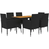 vidaXL Ensemble de jardin 7 pièces Poly rotin noir