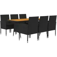 vidaXL Ensemble de jardin 7 pièces Poly rotin noir