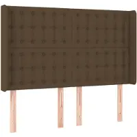 vidaXL Tête de lit avec oreilles Marron foncé 147x16x118/128 cm Tissu