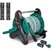 Vonroc Dévidoir avec tuyau 15m | Raccords de tuyau et de robinet incl.