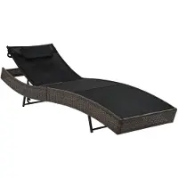 vidaXL Chaise longue avec coussins Poly rotin brun