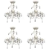 vidaXL Lustres suspendus à cristaux 4 pcs Blanc élégant