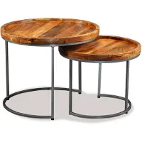vidaXL Ensemble de tables d'appoint 2 pcs Bois de manguier massif
