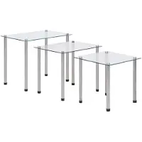 vidaXL Tables gigognes 3 pcs Transparent Verre trempé