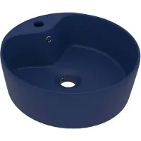 vidaXL Lavabo de luxe avec trop-plein Bleu foncé mat 36x13 cm Céramique
