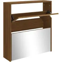 vidaXL Armoire à chaussures miroir à 2 niveaux Chêne marron 63x17x67cm