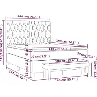 vidaXL Lit boxspring avec matelas Crème 140x190 cm Tissu