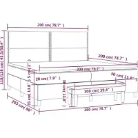vidaXL Lit boxspring avec matelas bleu 200x200 cm Tissu