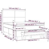 vidaXL Lit boxspring avec matelas bleu 140x200 cm Tissu