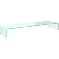 vidaXL Table TV/rehausse d'écran en verre blanc 100 x 30 x 13 cm