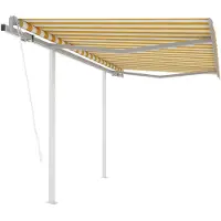vidaXL Store automatique rétractable avec poteaux 3x2,5 m jaune blanc