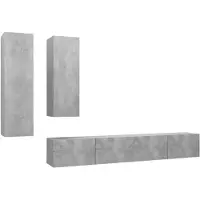 vidaXL Ensemble d'armoires TV 4 pièces gris béton Bois composite