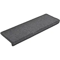 Super Merchant Tapis d'escalier 15 pièces 65 x 21 x 4 cm Gris foncé Bord rectangulaire