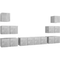vidaXL Ensemble de 8 meubles TV en bois gris béton