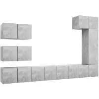 vidaXL Ensemble de 8 meubles TV en bois gris béton