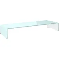 vidaXL Table TV/rehausse d'écran verre blanc 90x30x13 cm