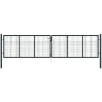 vidaXL Portail de jardin grillagé en acier galvanisé gris 400 x 100 cm